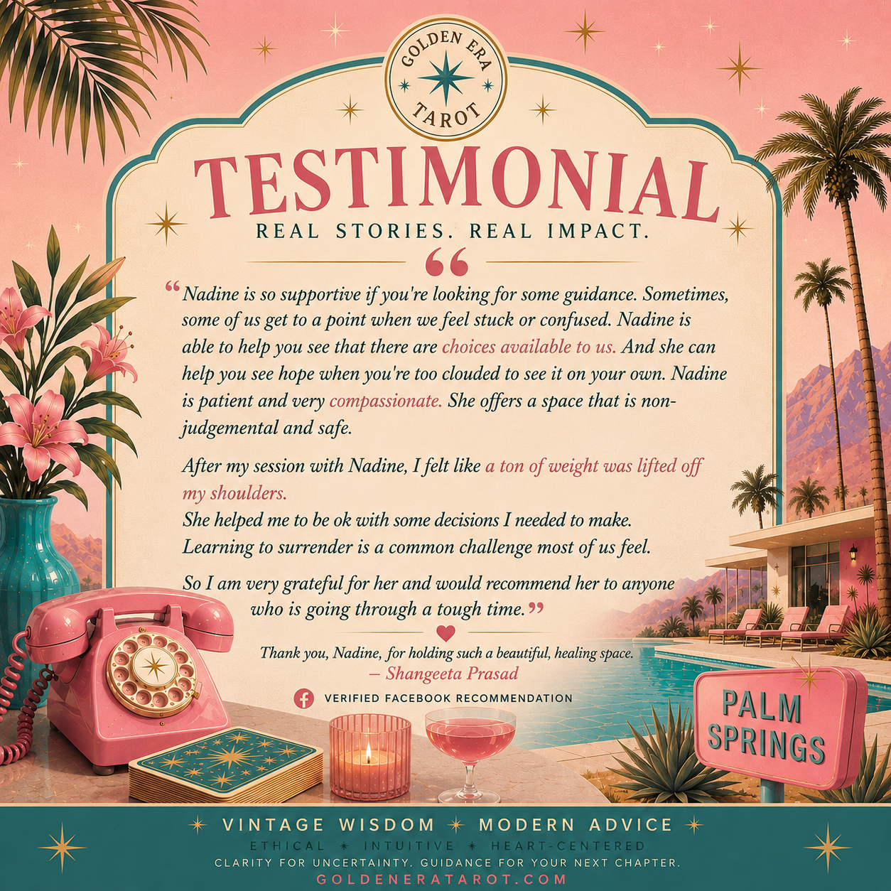 Testimonial from Shangeeta Prasad for Golden Era Tarot